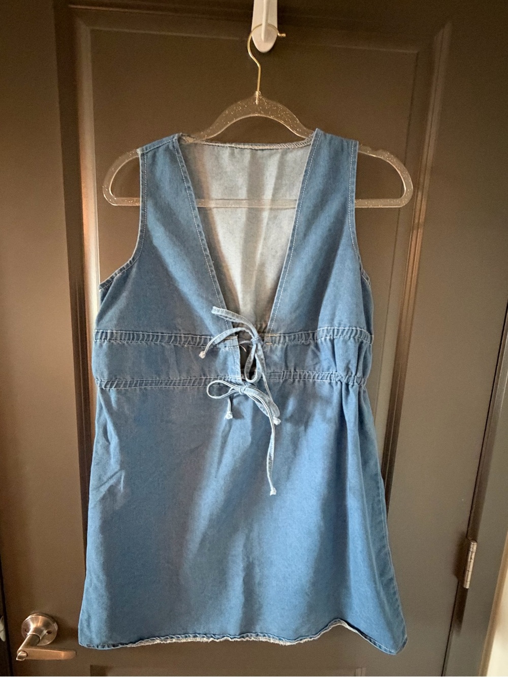 Sleeveless Denim Tie-Back Tunic - Blue